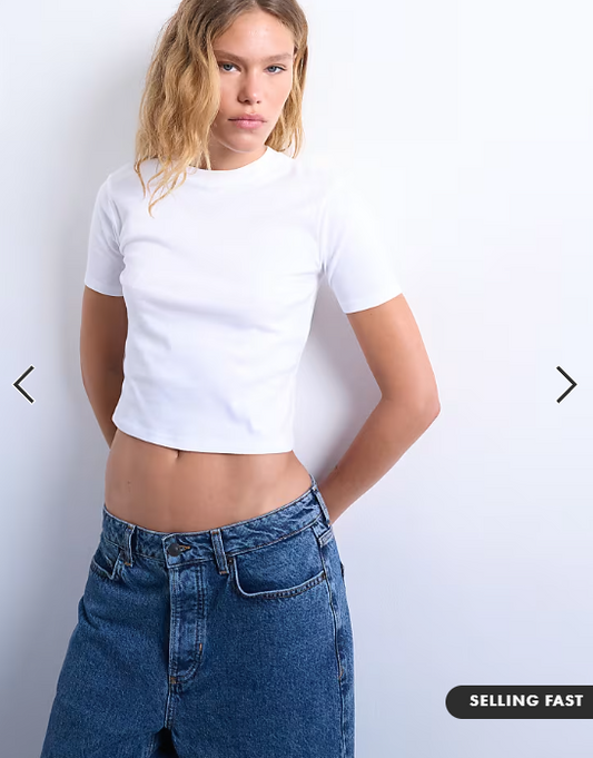 Topshop shrunken everyday tee in white