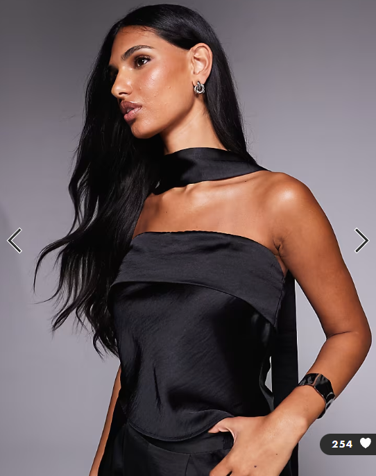 TFNC bandeau top with neck scarf detail in black
