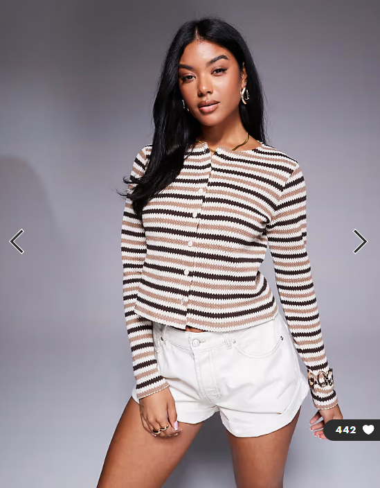 ASOS DESIGN knitted relaxed fit cardigan in brown stripe