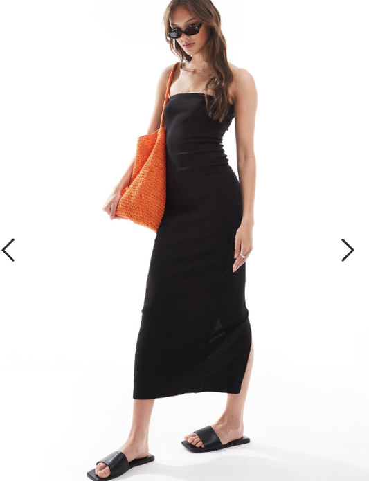 Brave Soul cotton jersey bandeau midi dress in black