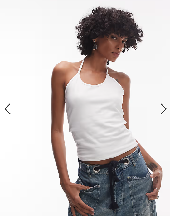Topshop spaghetti strap halter top in white
