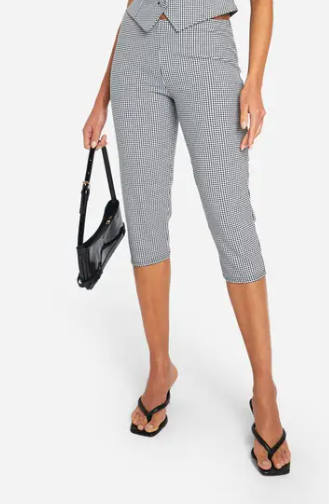 Boohoo Mini Gingham Check Super Stretch Capri