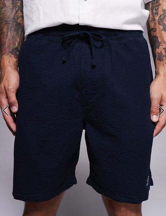 River Island seersucker shorts in navy