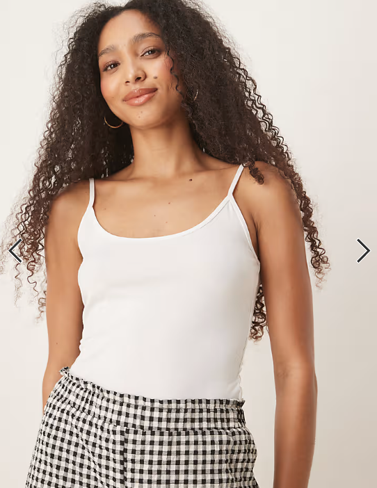 Gina Tricot jersey strappy cami top in white