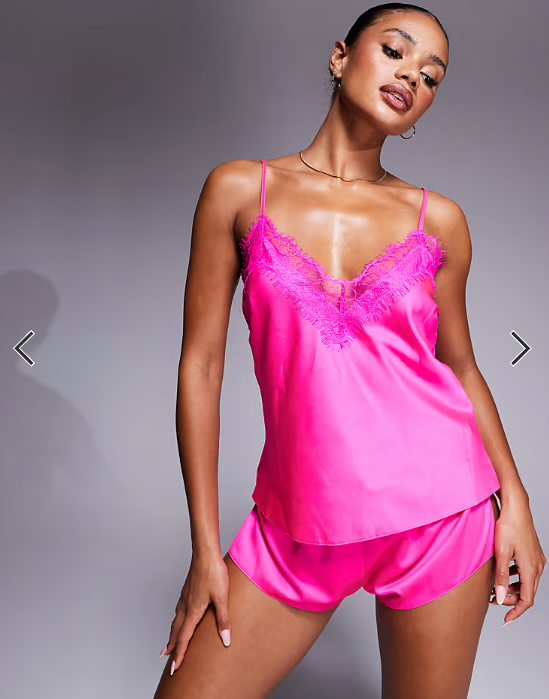 Ann Summers satin cerise cami set in bright pink