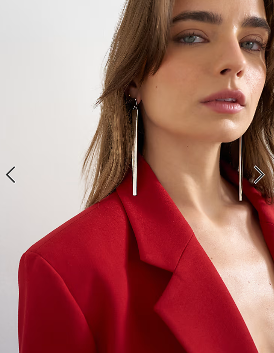 Topshop Cora asymmetric drop stud earrings in silver tone