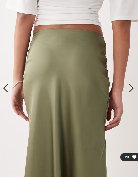 Vila satin maxi skirt in oil green