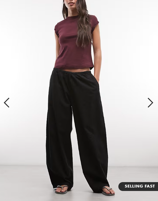 Weekday barrel parachute trousers in black