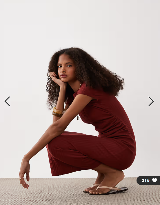 ASOS DESIGN ribbed cap sleeve ruched midi dress in rust