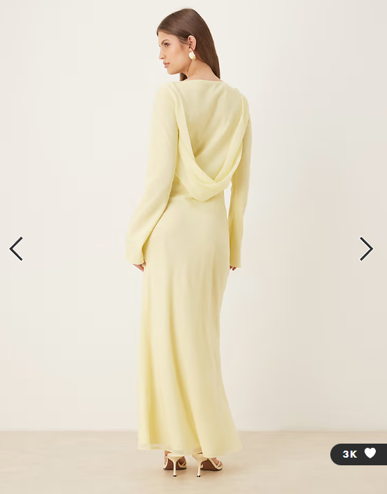 ASOS DESIGN chiffon maxi dress with cowl neck back detail in light yellow