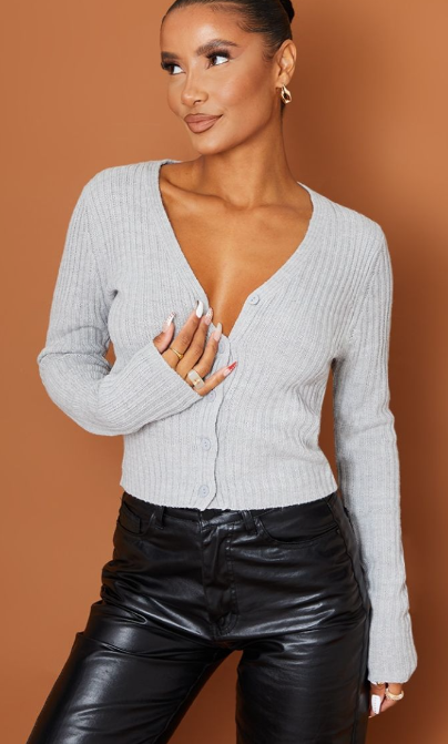 Plt - Light Grey Button Front Cardigan