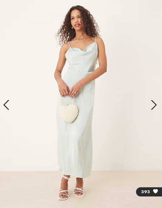 Vila satin cowl neck maxi dress in light green