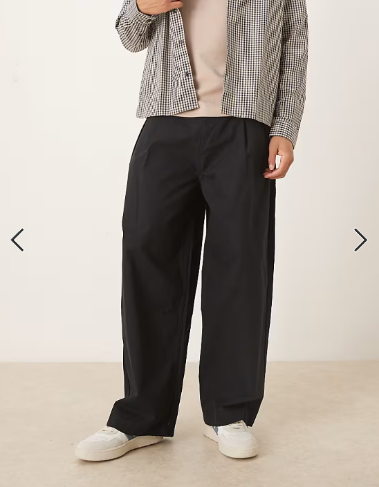 ASOS DESIGN oversized baggy trousers in black with pleats