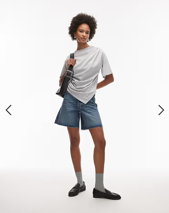 ASOS DESIGN t-shirt with ruched asymmetric hem in grey marl