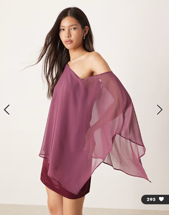 ASOS DESIGN satin chiffon mix one shoulder mini dress in plum