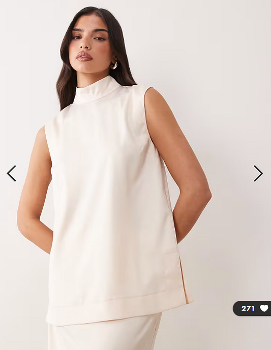 ASOS DESIGN co-ord sleeveless high neck top in satin