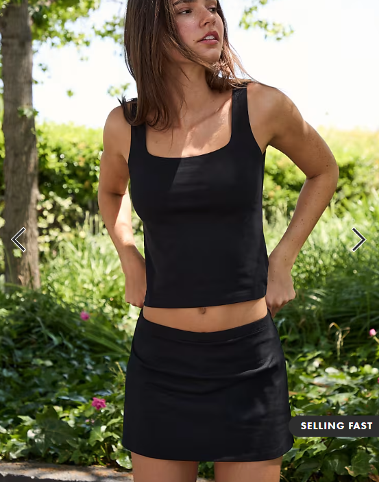 Stradivarius Mini skort in black