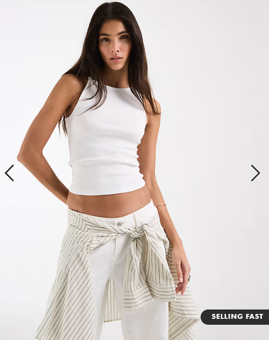 ASOS DESIGN twist detail scoop neck cami in white