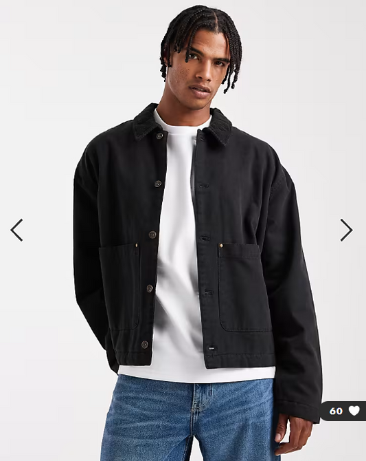 ASOS DESIGN harrington jacket with quilted lining black