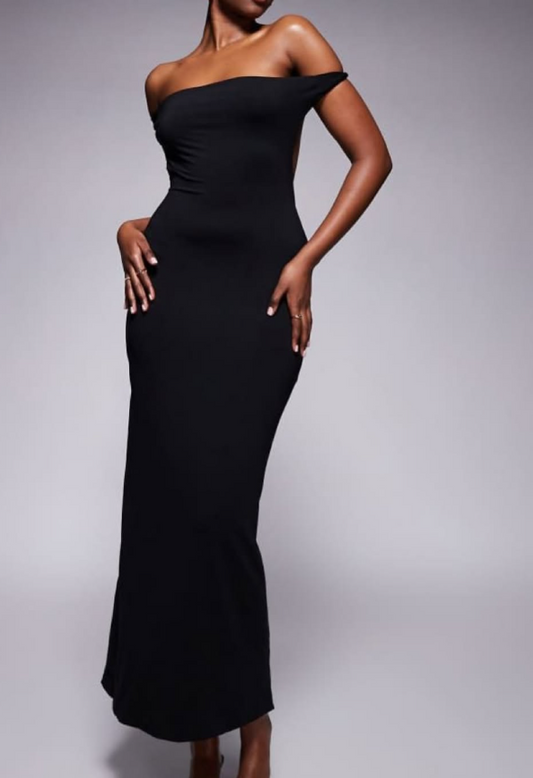 Missyempire - double layered slinky Twist detail open back maxi dress