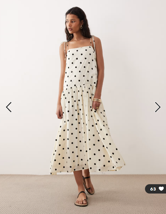 Kiss The Sky Imani dropped waist maxi dress in black polka dots