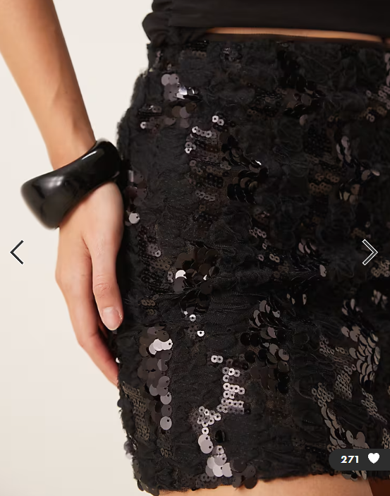 ASOS DESIGN ruffled sequin mesh semi sheer mini skirt in black