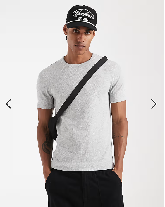 New Look muscle fit ribbed t-shirt in grey marl.