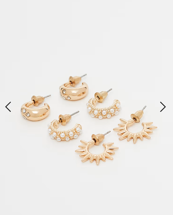 Accessorize pack of 3 celestial pearl huugies earrings in gold