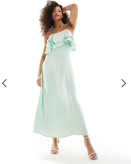 Vila Bridesmaid frill top cami maxi dress in mint green