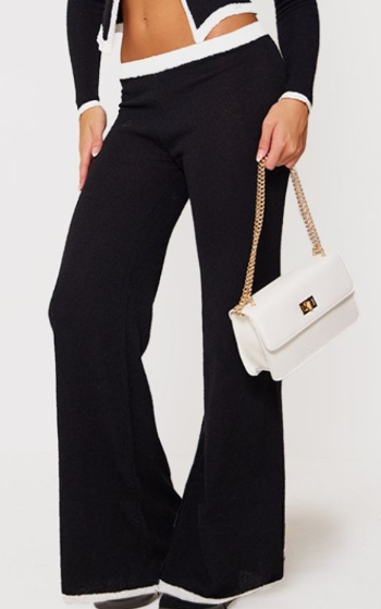 Plt - Monochrome Towel Knitted Contrast Detail Trousers