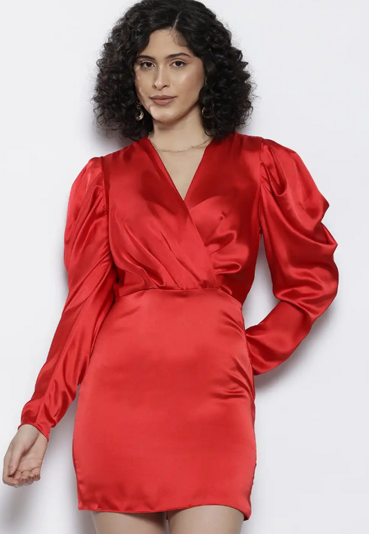 NA-KD - Puff Sleeve Satin Dress