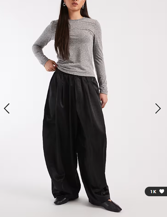 COLLUSION XL balloon trouser in black satin