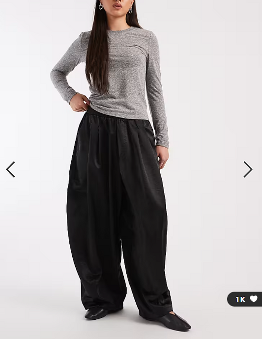 COLLUSION XL balloon trouser in black satin