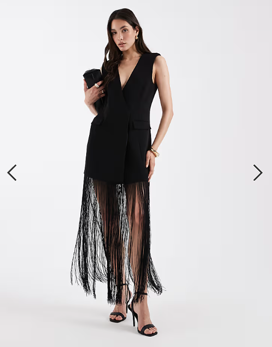 ASOS DESIGN tailored tassel detail blazer in black