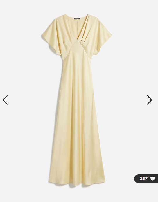 Gina Tricot batwing plunge satin maxi dress in butter yellow