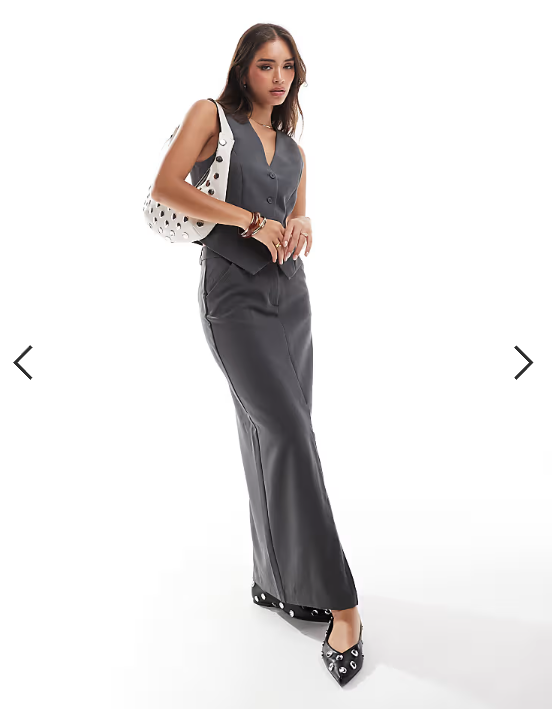 Pieces tailored waistcoat co-ord in magnet grey