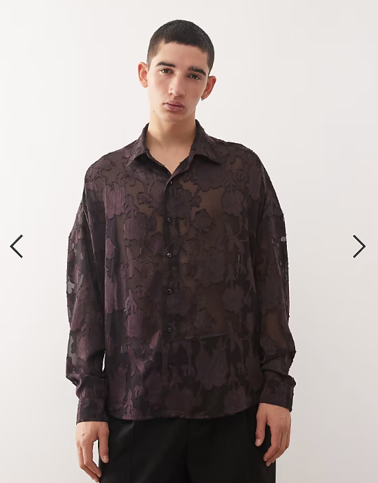 Reclaimed Vintage Limited Edition lace applique shirt in brown floral
