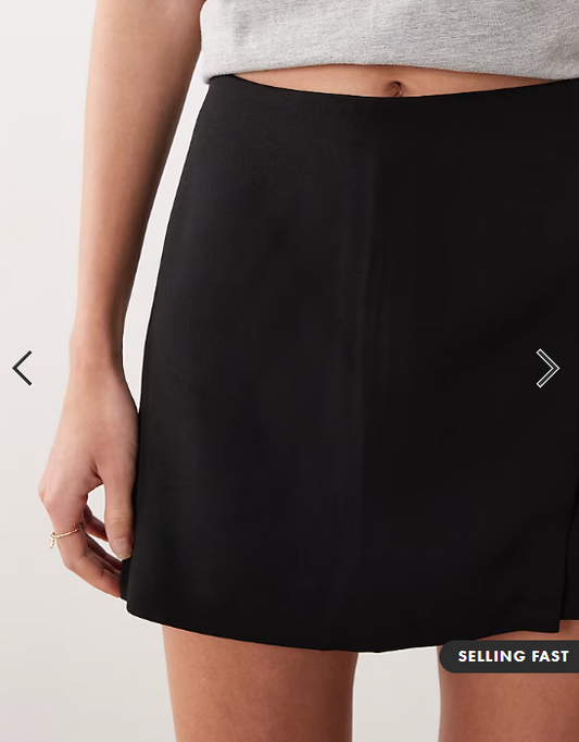 ASOS DESIGN Tailored wrap mini skort in black