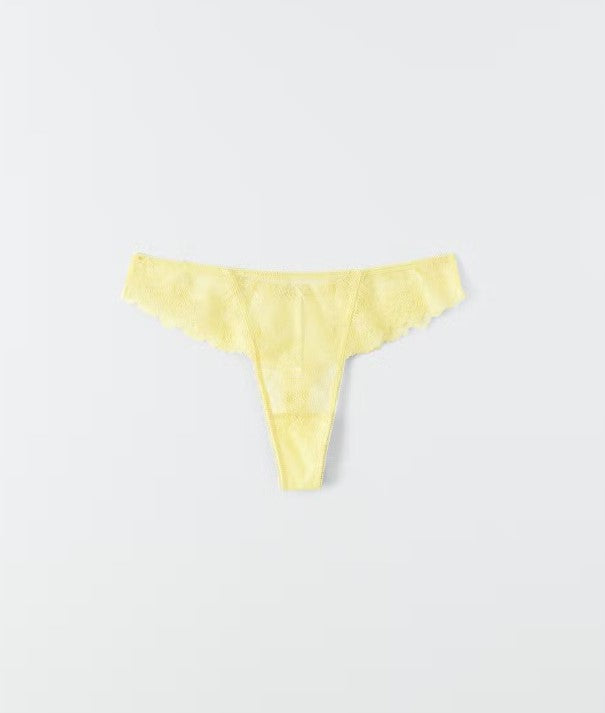 Melia lace thong - Yellow