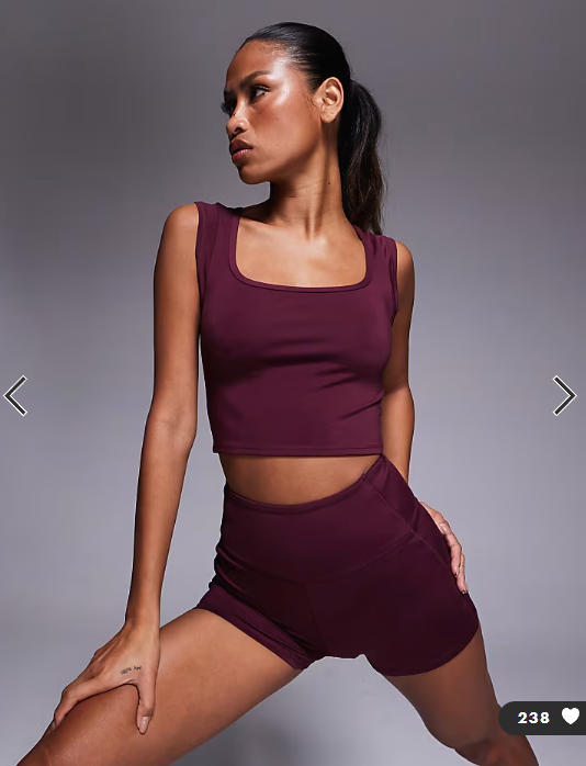 4505 active square neck cap sleeve top in mulberry