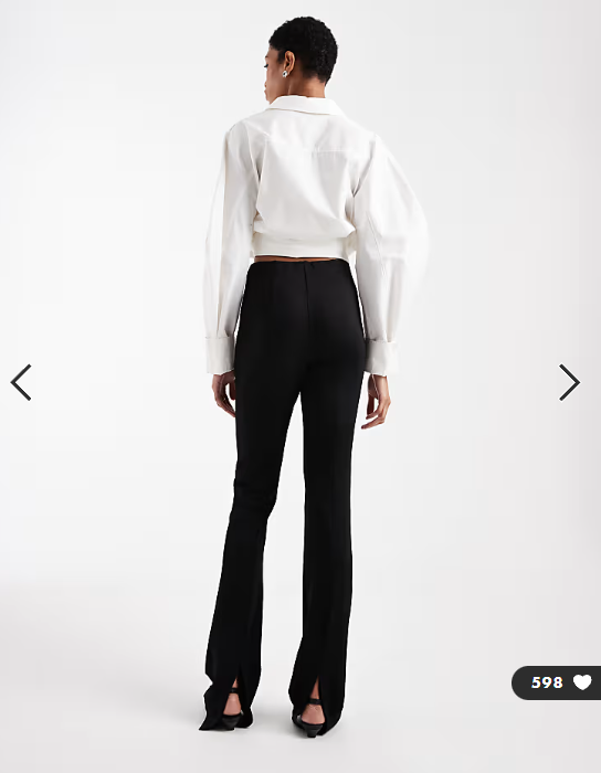 ASOS DESIGN Tall tailored skinny ponte trousers with split in black