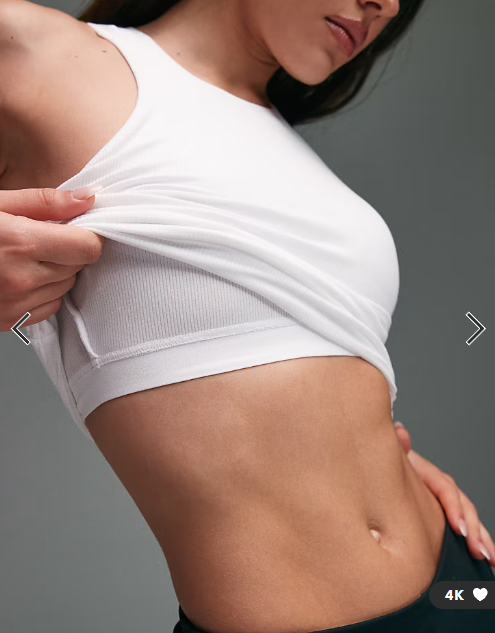 4505 plush lightweight ribbed racer vest with inner bra and removeable padding in white