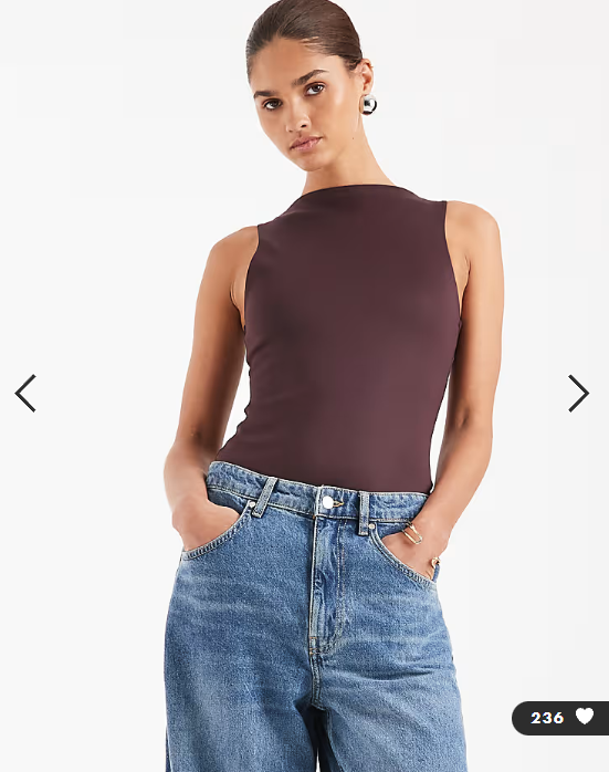 ASOS DESIGN Super Sculpting boat neck bodysuit in chocolate