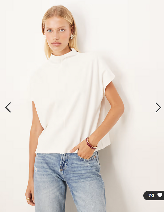 ASOS DESIGN heavyweight cotton grown on neck boxy tee in cream