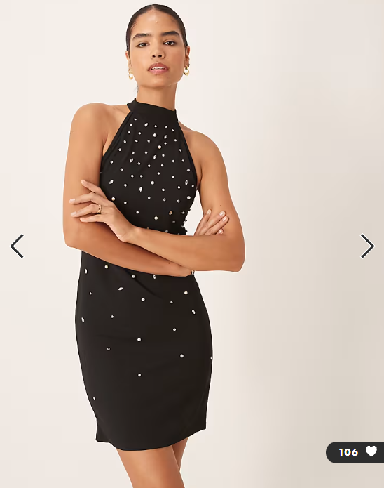 Vila halter neck embellished mini dress in black