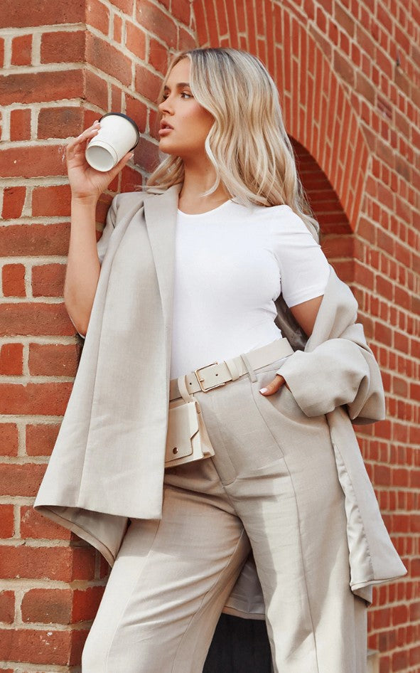 Basic White Slinky Short Sleeve Bodysuit