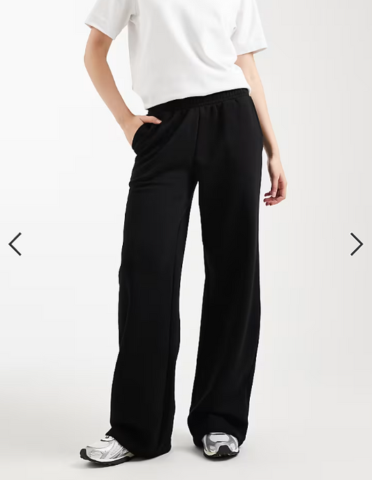 ASOS DESIGN wide leg brushback jogger in black