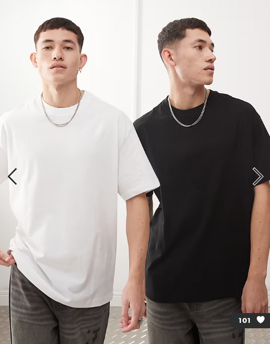 Weekday oversized 2-pack t-shirt in black and white