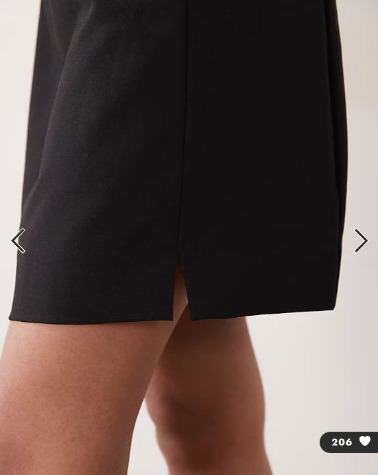 ASOS DESIGN tailored mini skirt with slit in black