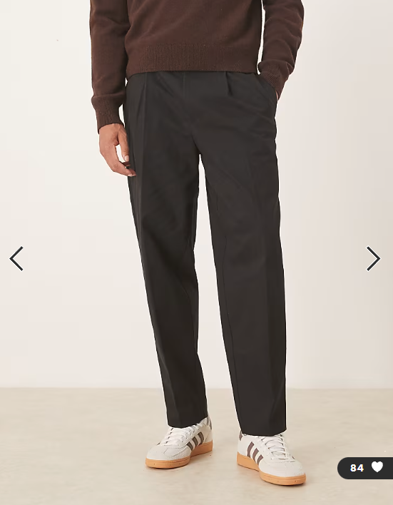 ASOS DESIGN smart 100% cotton oversized tapered trousers in black